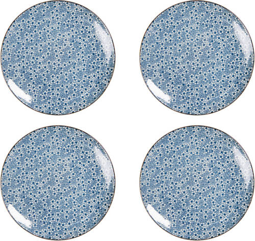 HAES deco - Ontbijtborden set van 4 - Formaat Ø 21x1 cm - Aardewerk - Fields of Blue