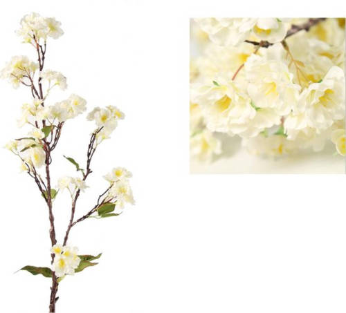 Benza Prunus kunstbloemen kunsttak - Wit - 100 cm