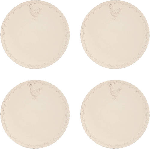 HAES deco - Dinerborden set van 4 - Formaat Ø 26x2 cm - Keramiek - Chicken