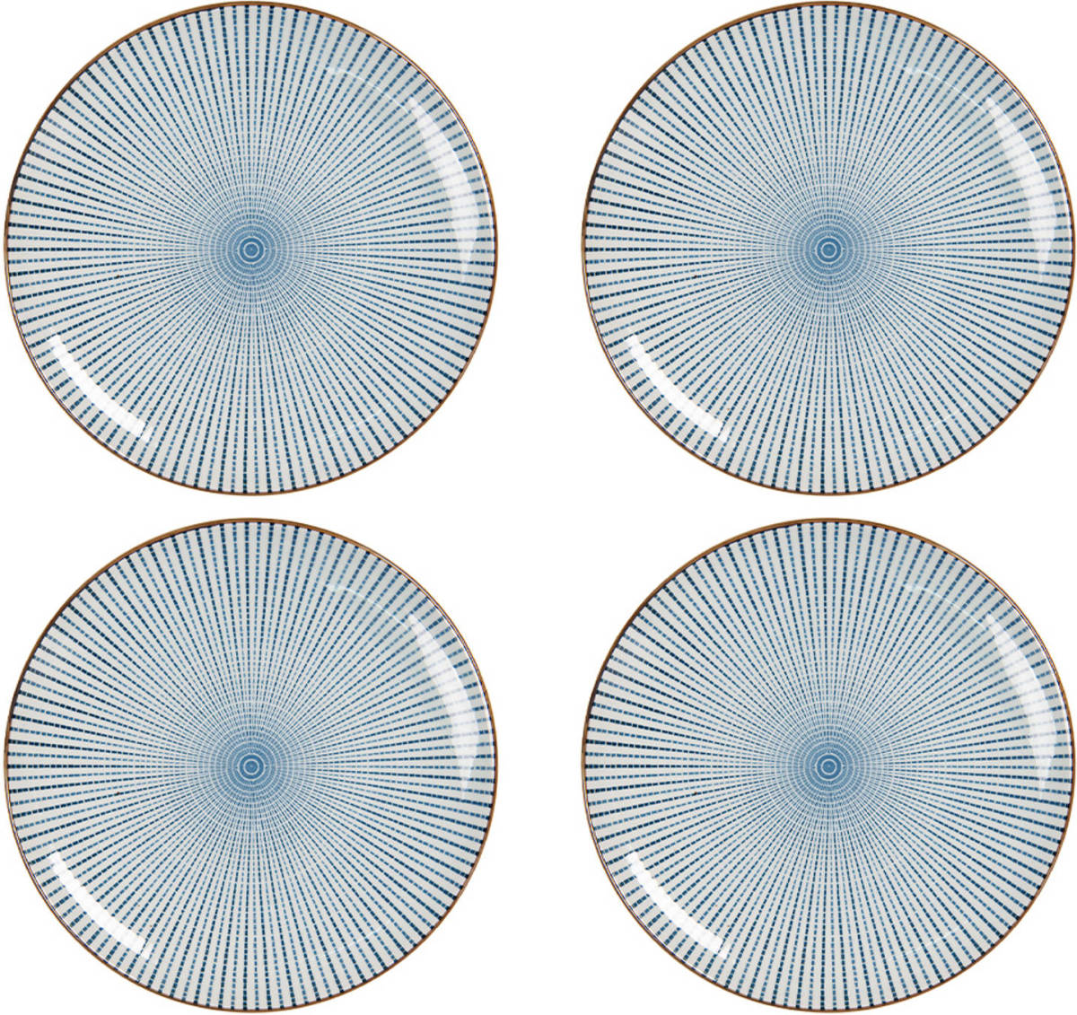 HAES deco - Ontbijtborden set van 4 - Formaat Ø 21x1 cm - Porselein - Beach Holiday