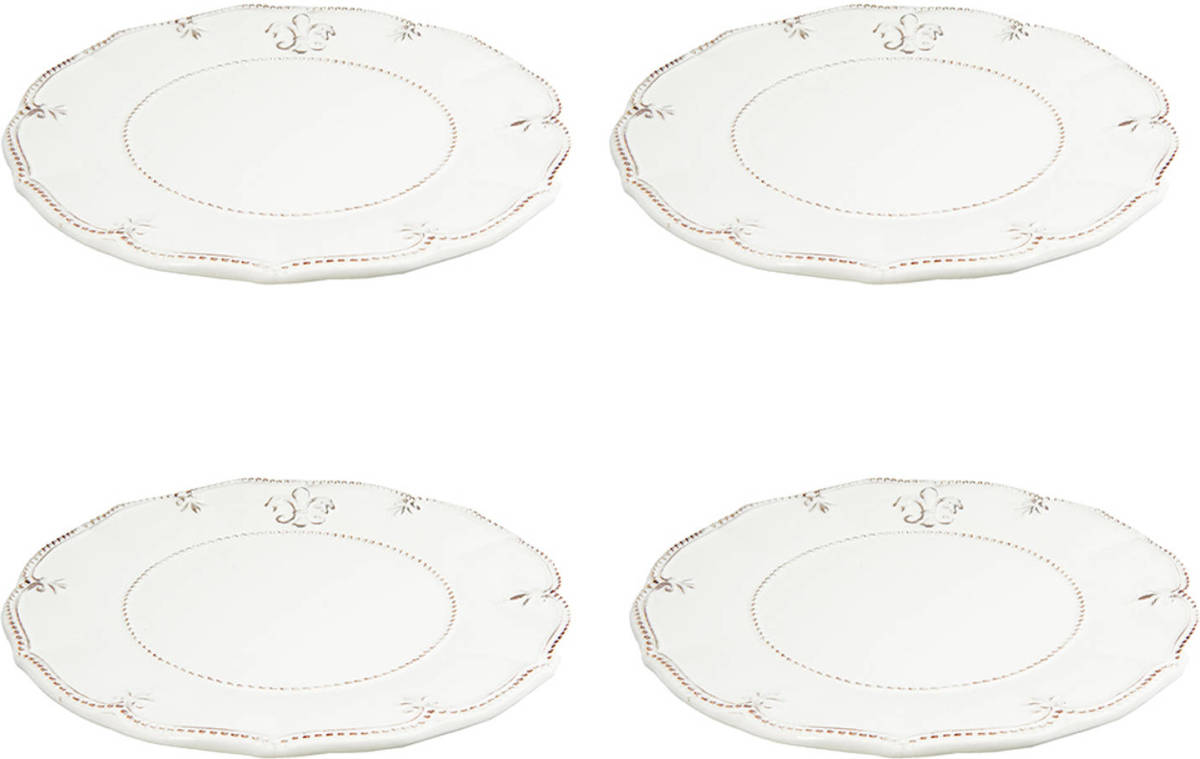 HAES deco - Dinerborden set van 4 - Formaat Ø 25x2 cm - Keramiek - Franse Lelie