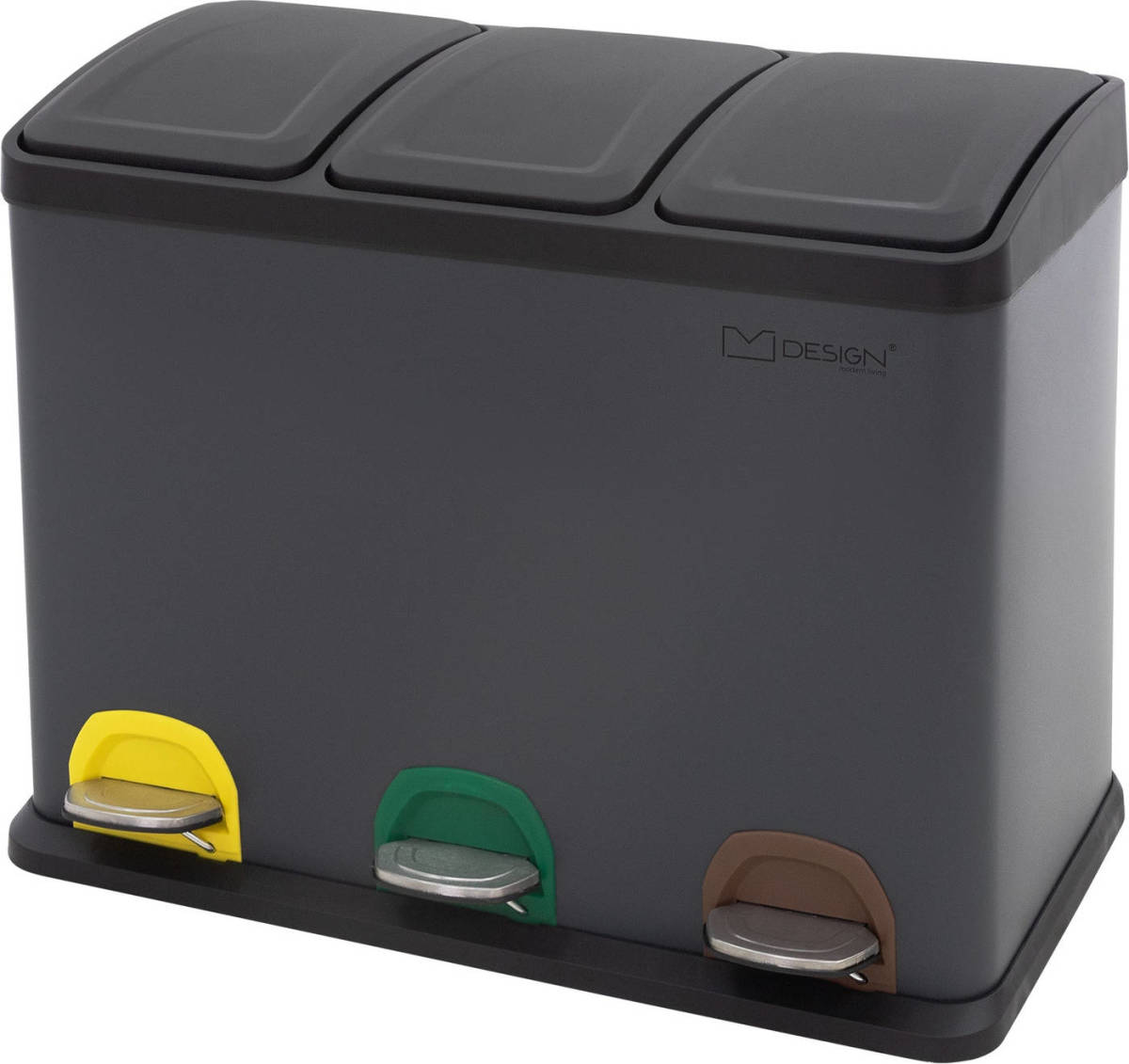 ML-Design Afvalbak 24 liter antraciet met drie bakken van elk 8 liter ML design