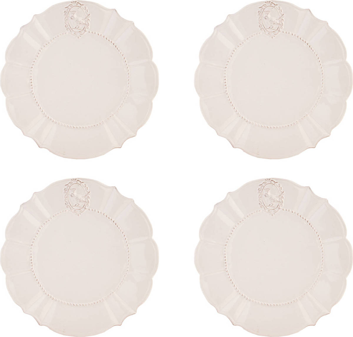HAES deco - Dinerborden set van 4 - Formaat Ø 27x1 cm - Aardewerk - Queen of Birds