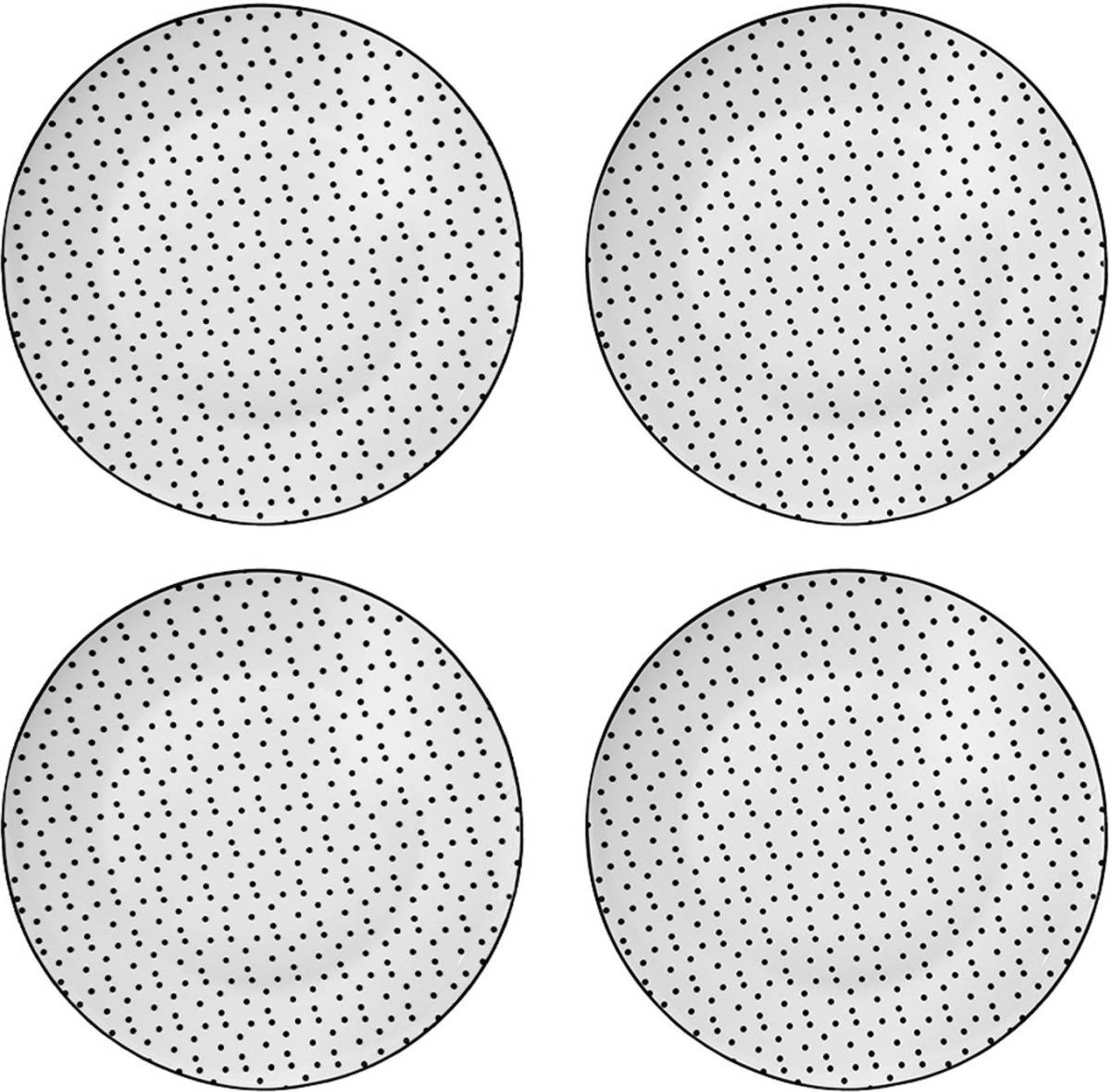 HAES deco - Dinerborden set van 4 - Formaat Ø 26x2 cm - Porselein - Small Dots