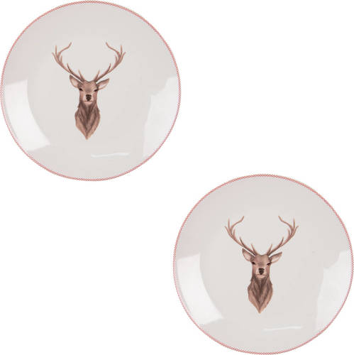 HAES deco - Set van 2 Ontbijtborden - Ø 20x2 cm - Porselein - Cosy Lodge