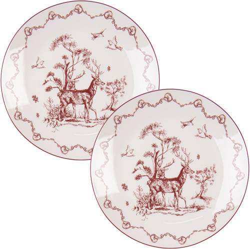 HAES deco - Set van 2 Ontbijtborden - Ø 20x2 cm - Porselein - Pretty Forest