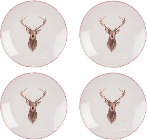 HAES deco - Ontbijtborden set van 4 - Formaat Ø 20x2 cm - Porselein - Cosy Lodge
