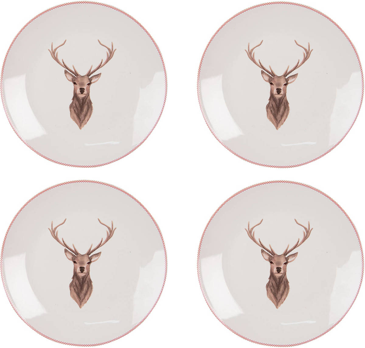 HAES deco - Ontbijtborden set van 4 - Formaat Ø 20x2 cm - Porselein - Cosy Lodge