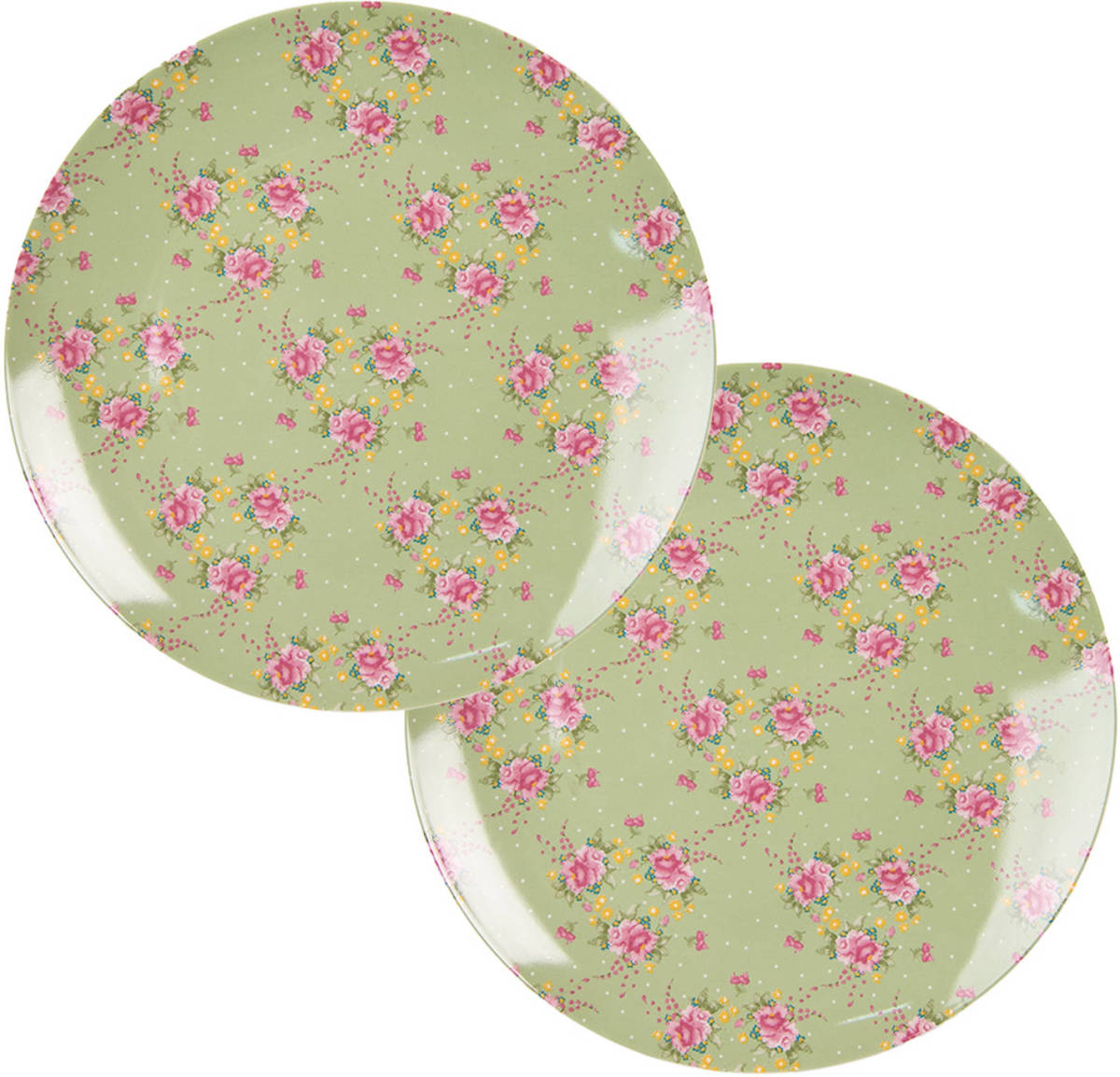 HAES deco - Dinerborden set van 2 - Formaat Ø 26x2 cm - Porselein - Cheerful Birdie