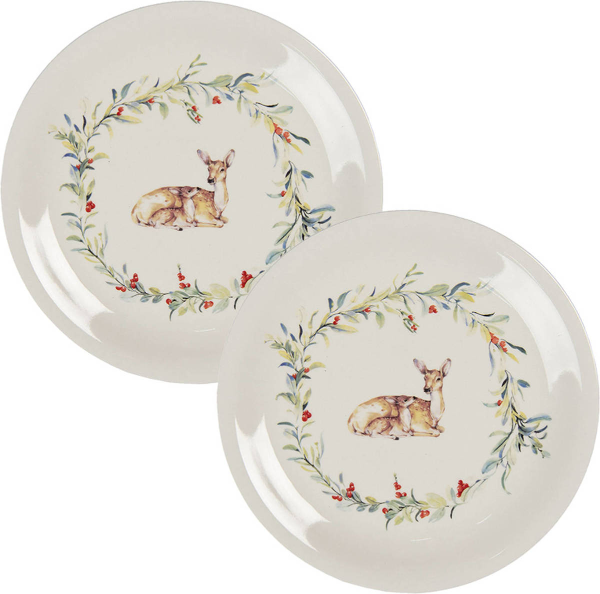 HAES deco - Dinerborden set van 2 - Formaat Ø 28x2 cm - Keramiek - Dearly Christmas
