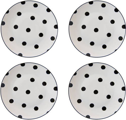 HAES deco - Ontbijtborden set van 4 - Formaat Ø 20x2 cm - Porselein - Big Dots