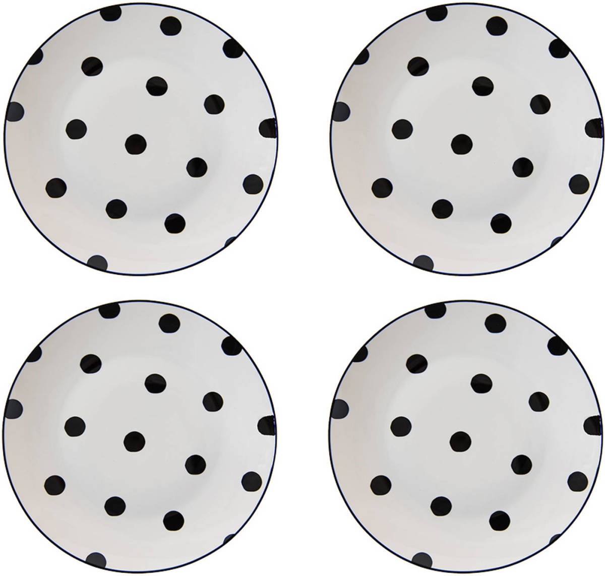 HAES deco - Ontbijtborden set van 4 - Formaat Ø 20x2 cm - Porselein - Big Dots