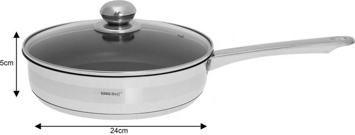KINGHOFF 1573 - Braadpan met deksel - RVS - 24 cm