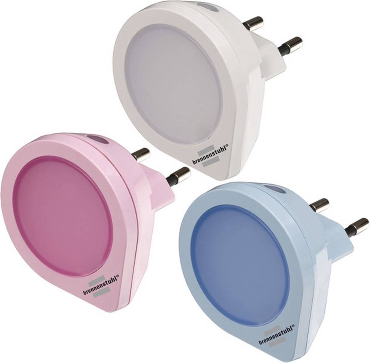 Brennenstuhl LED-nachtlampenset met schemeringssensor en 1 LED (1x wit, 1x roze, 1x blauw)