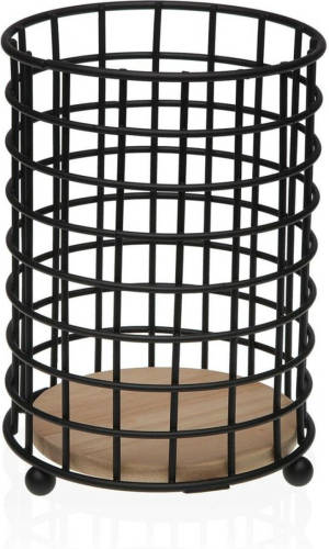 Bestekorganizer Versa Zwart Hout Rubberwood Staal Ijzer 12,5 x 17,5 x 12,5 cm