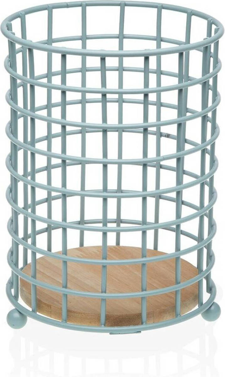 Bestekorganizer Versa Blauw Hout Rubberwood Staal Ijzer 12,5 x 17,5 x 12,5 cm