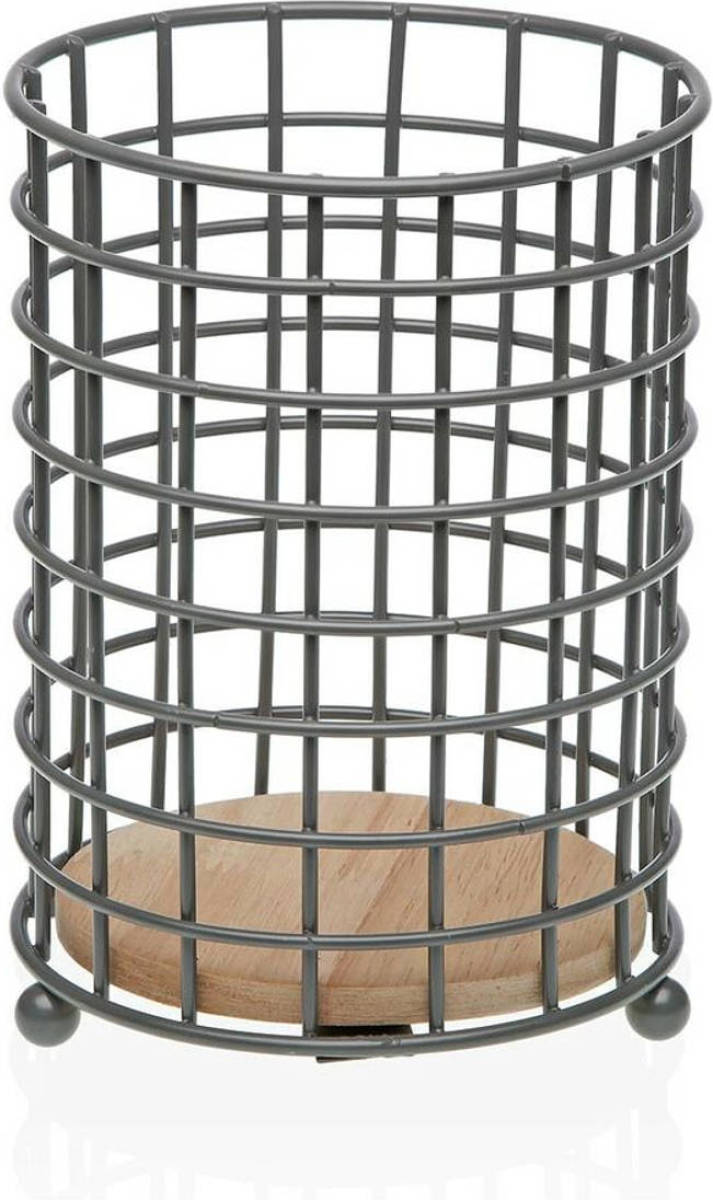 Bestekorganizer Versa Grijs Hout Rubberwood Staal Ijzer 12,5 x 17,5 x 12,5 cm