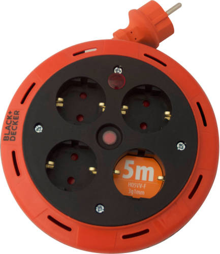 BLACK+DECKER BXECFK2PIJE Compacte Kabelhaspel - 5M - IP20 - 4 voudig - 3x1mm