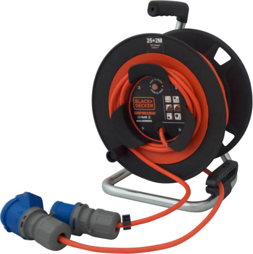 BLACK+DECKER BXECFS9QBSE Camping & Caravan Kabelhaspel - 25+2M - IP44 - 1 voudig - 3x1,5mm - geschikt voor buiten