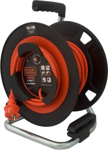 BLACK+DECKER BXECFP9QURE Tuin Kabelhaspel - 18+2M - IP44 - 1 voudig - 2x1,5mm - geschikt voor buiten
