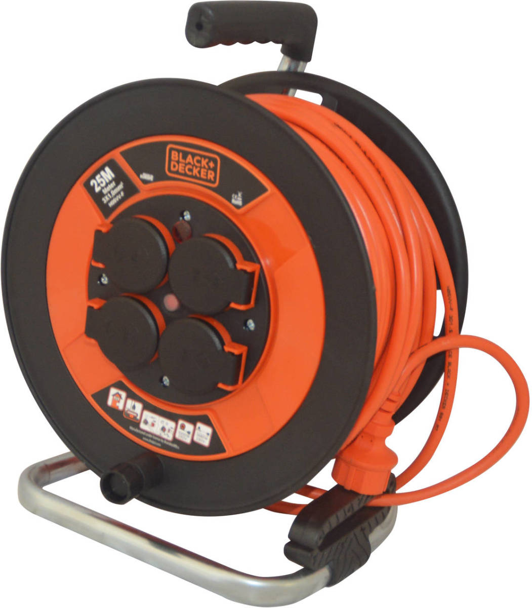 BLACK+DECKER Kabelhaspel - 25M -4-voudig - BXECFL2RBSE