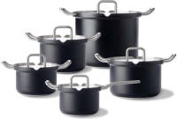 BK Q-linair Master Black Kookpannenset - 5 delig - RVS - Veilig afgietsysteem