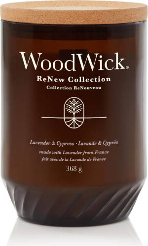 Woodwick Geurkaars Large - ReNew - Lavender & Cypress - 13 cm / ø 9 cm