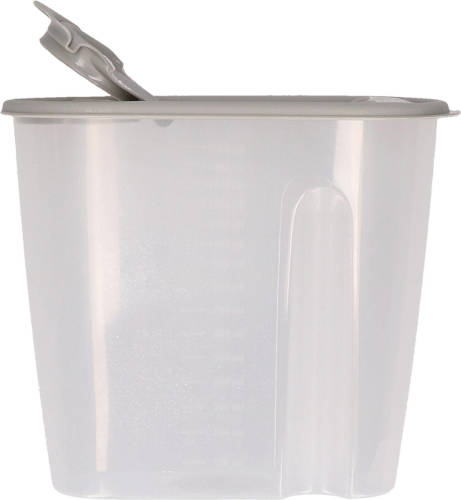 Excellent Houseware Voedselcontainer strooibus - grijs - 1,5 liter - kunststof - 19,5 x 9,5 x 17 cm - Voorraadpot