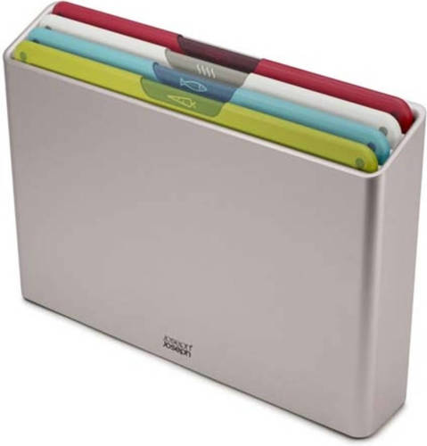Joseph Joseph - Snijplankenset Large, 35.7 x 7.5 x 26 CM, Set van 4 Stuks, Kunststof, Grijs - Joseph Joseph Folio