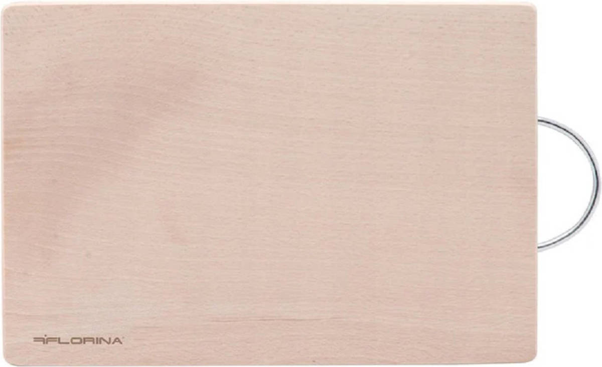 Florina luxe snijplank met metalen handvat - Serveerplank - Broodplank - Tapasplank - Beukenhout - 29 x 20 cm