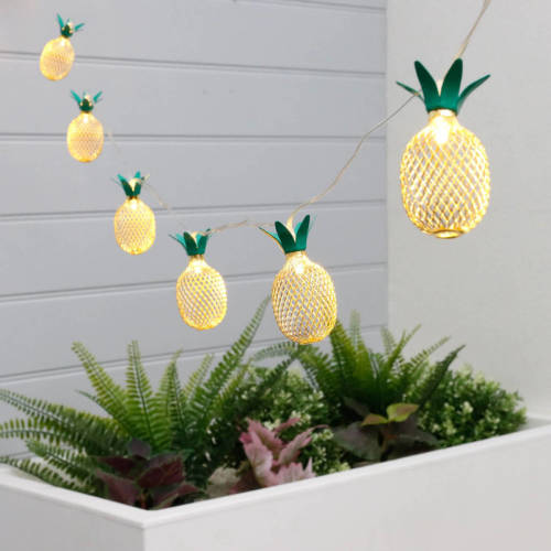 IVOL Lampen koord - ananas lantaarn LED - 10 lampjes - zonne-energie