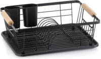 Kela - Afdruiprek, Metaal, Rubberhout, Zwart, 31.5 x 42 x 15 cm - Kela Rica