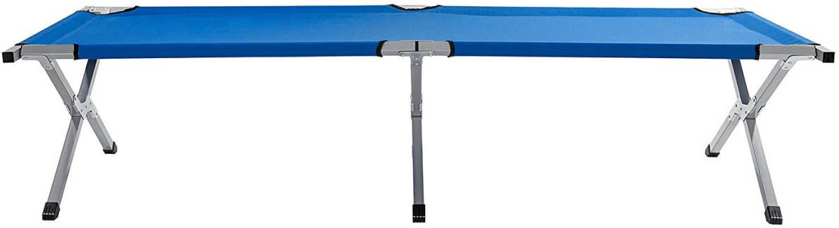 Tresko Kampeerbed blauw, campingbed, veldbed, stretcher