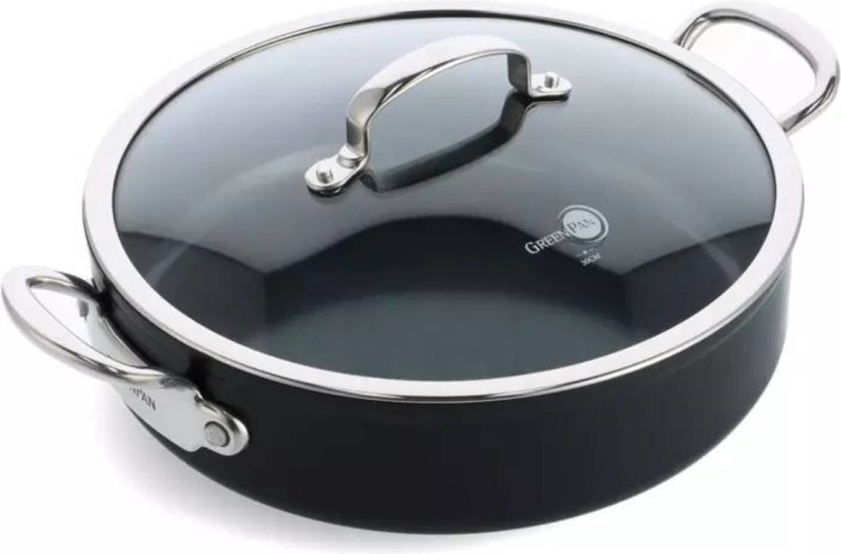 Greenpan Barcelona Pro Hapjespan met Glasdeksel, 30cm