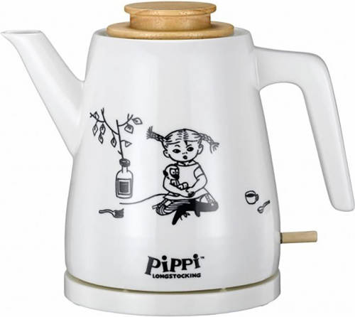 Pippi Langkous keramische waterkoker - Pippi & meneer Nilsson design Pippi Wit