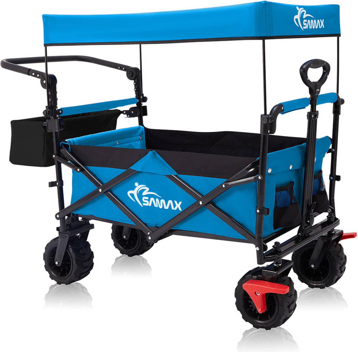 Samax Opvouwbare Bolderkar, Handkar, Offroad, met Dak, Blauw, Zwart