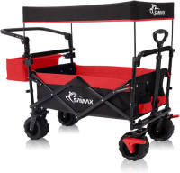 Samax Opvouwbare Bolderkar, Handkar, Offroad, met Dak, Zwart, Rood
