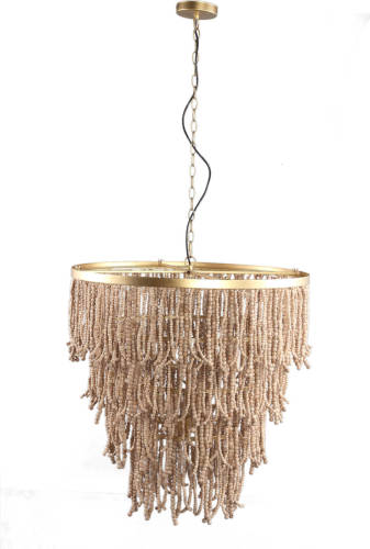 PTMD Collection PTMD Cille Natural hanging lamp wood beaded loose