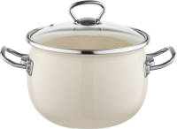 Emalia Berry 22 cm 4.25L retro geëmailleerde exclusieve kookpan met glazen deksel crème / beige