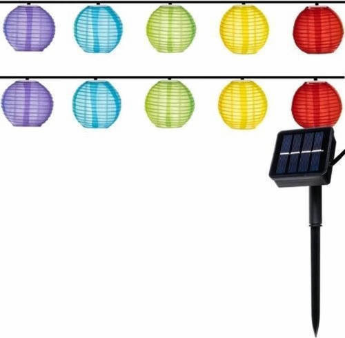 Iso Trade Lampion slinger feestverlichting op zonne-energie waterbestending LED 2,7m - multi-color - solar - 10 lampionnen