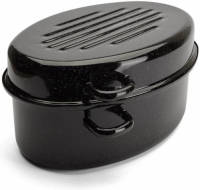 Emalia geëmailleerde braadpan met deksel 7L - Braadslede - Bakpan - Grillpan - Emaille - Zwart