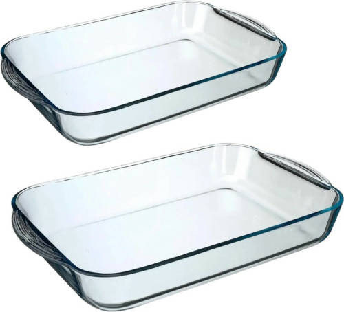 Secret de Gourmet Ovenschalen set rechthoek - Glas - 40 x 25 cm/34 x 19 cm - Ovenschalen