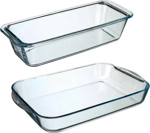 Secret de Gourmet Ovenschalen set 2x formaten - Glas - 34 x 19 cm/31 x 12 cm - Ovenschalen