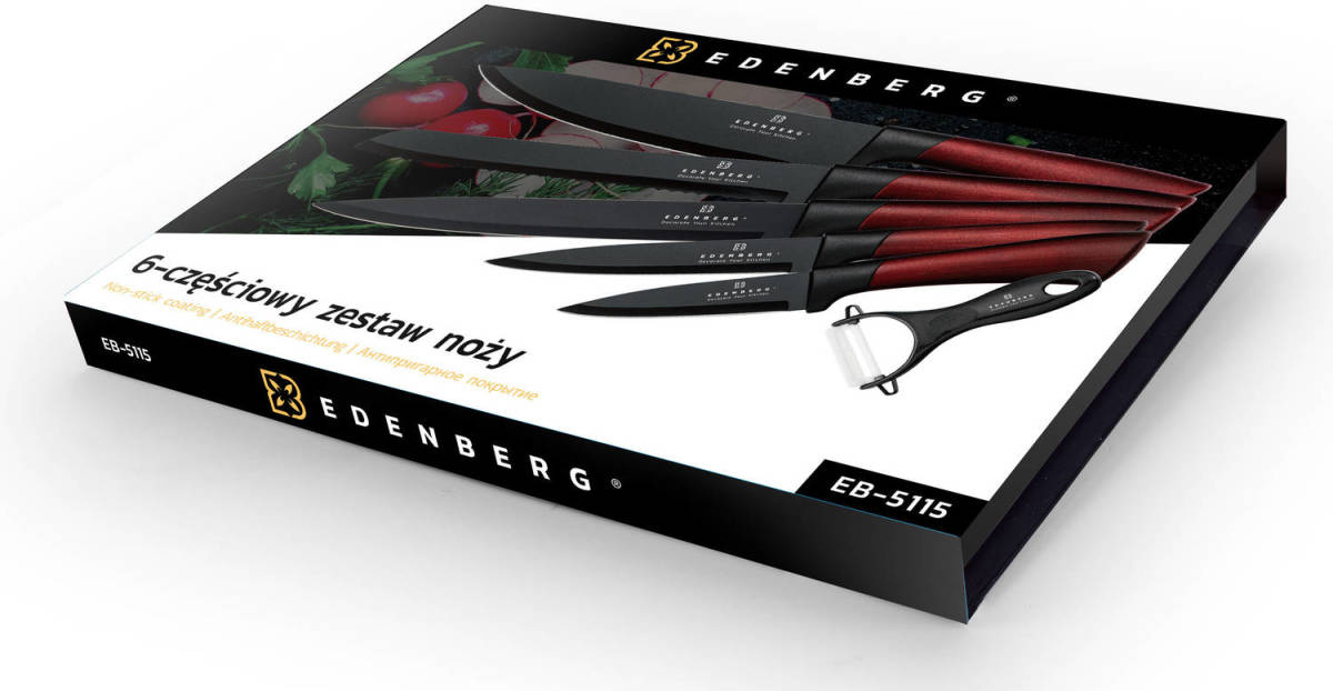 EDENBERG Red Line - Messenset - 6 delig - Non Stick Coating
