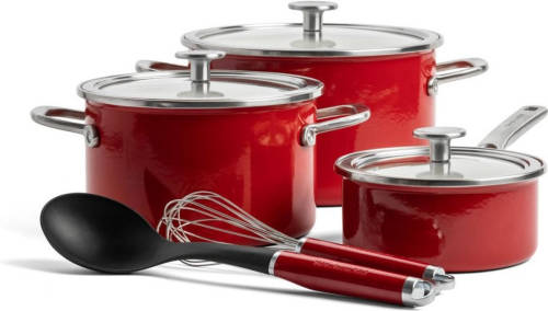KitchenAid Pannenset Steel Core Enamel Keizerrood 8-Delig
