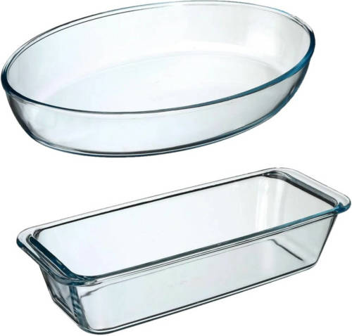 Secret de Gourmet Ovenschalen set 2x formaten - Glas - 35 x 25 cm/31 x 12 cm - Ovenschalen