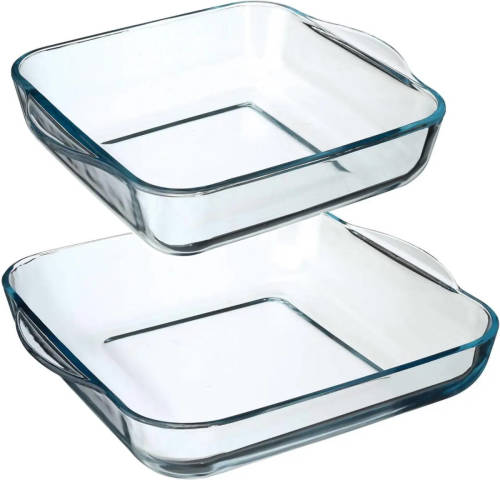 Secret de Gourmet Ovenschalen set vierkant - Glas - 22 x 22 cm/29 x 29 cm - Ovenschalen