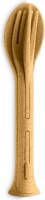 Koziol - Reisbestek, Bestekset van 3 Stuks, Mes, Vork, Lepel, Natuur Hout Bruin, Organic Bio-Circular - Koziol Klikk P