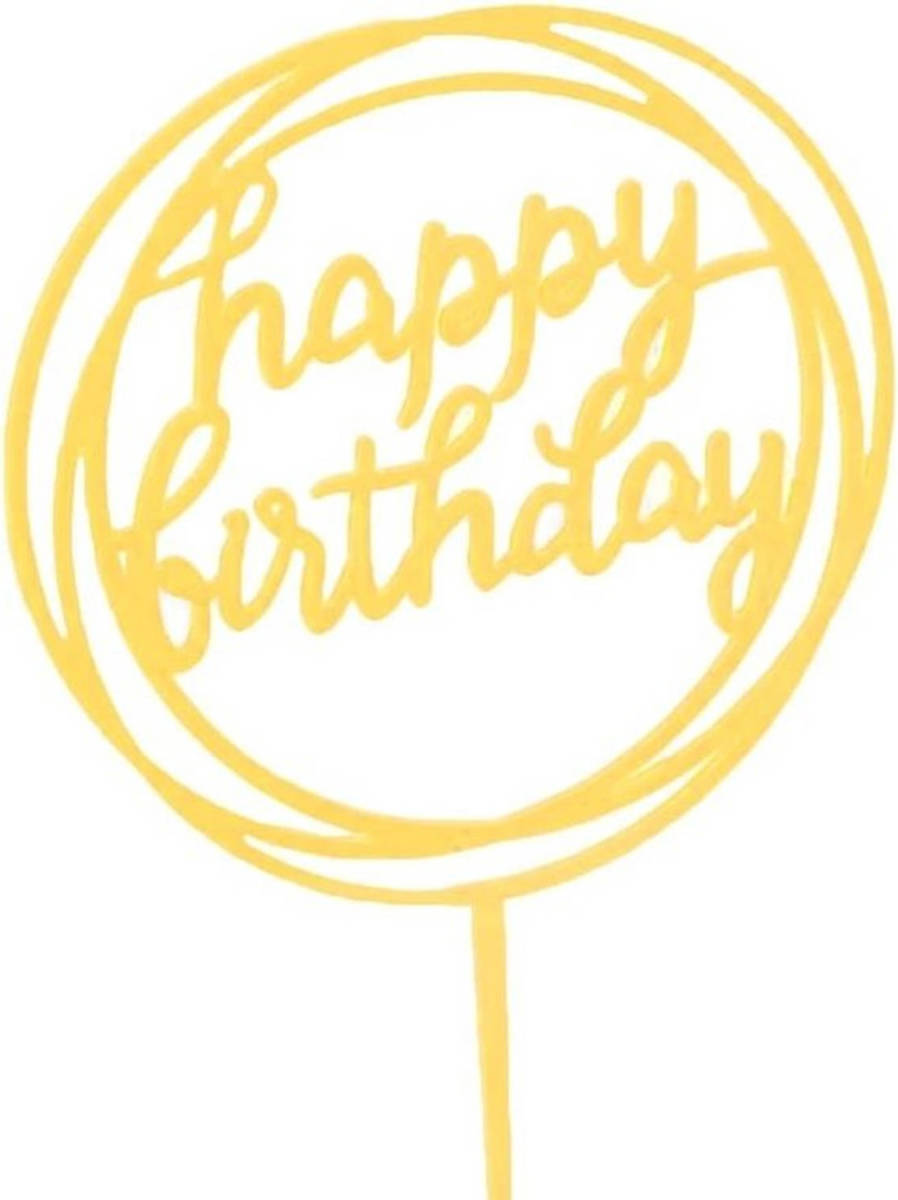 VSE Cake topper happy birthday rond Goud