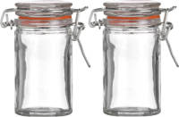 Urban Living Voorraadpotje/kruidenpotje - 2x - mini - 70 ml - glas - met beugelsluiting - Voorraadpot